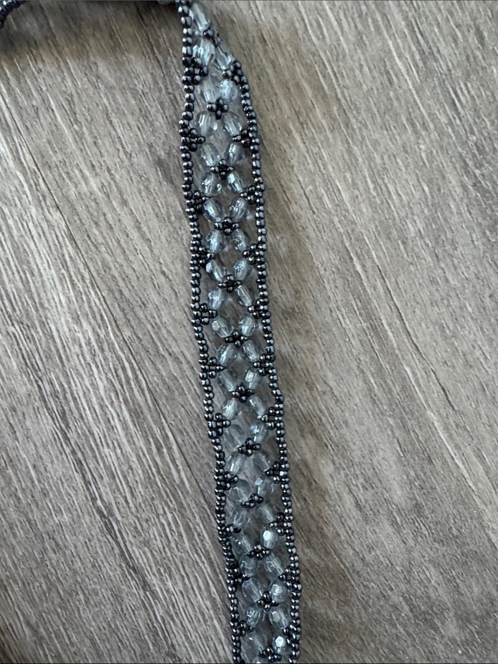 Purplish Gray Metallic Evening Mini Bag with Beaded Strap - Picture 4 of 6